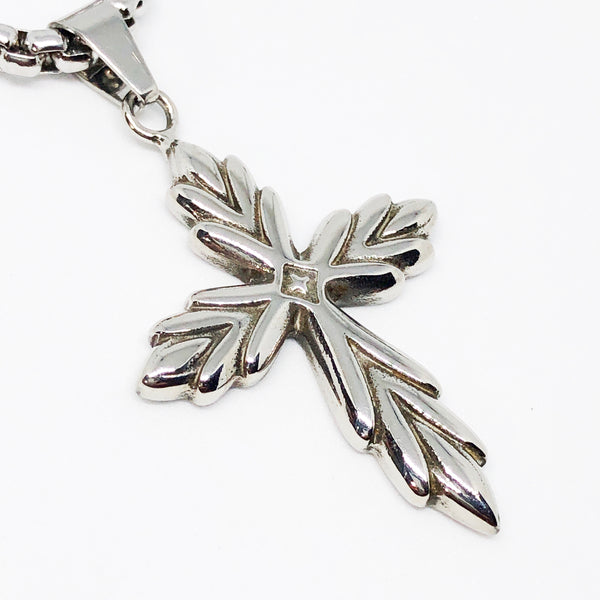 Leaf Cross Stainless Steel Necklace