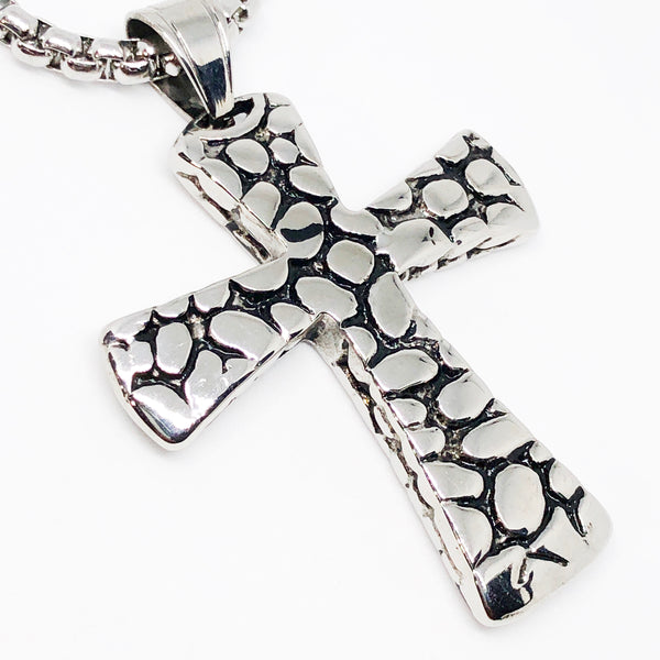 Pebble Cross Stainless Steel Necklace
