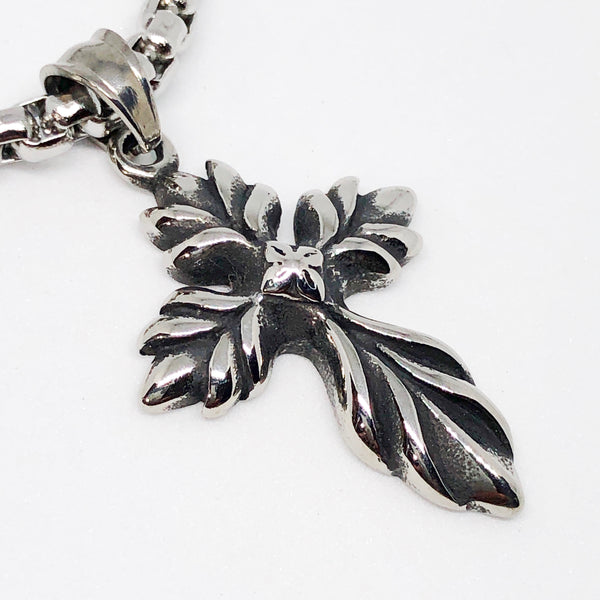 Little Leaf Cross Stainless Steel Necklace