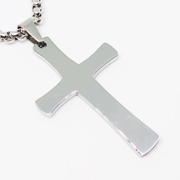 Plain Polished Cross Stainless Steel Necklace
