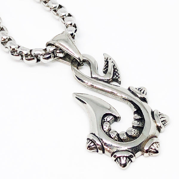 Serpent Fishhook Stainless Steel Necklace