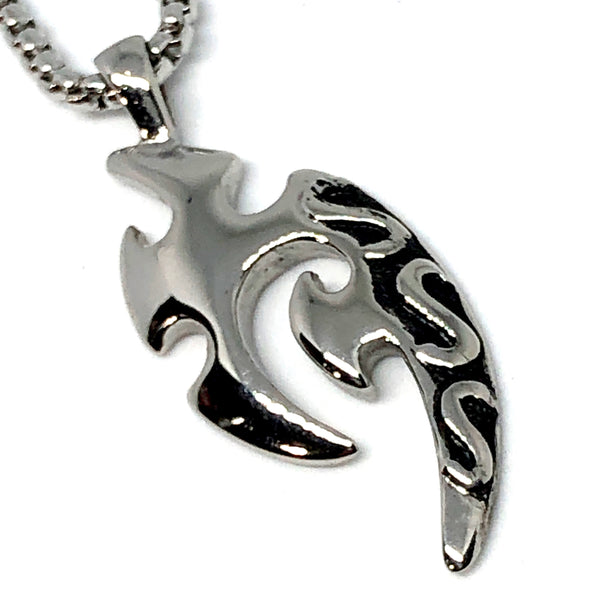 Tribal Surf Symbol Stainless Steel Necklace