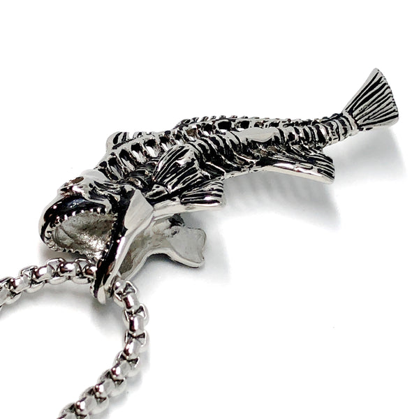 Red Fish, Fish Bone, Stainless Steel Necklace