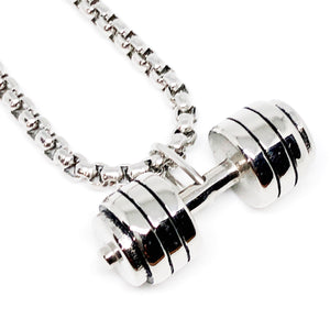 Dumbbell, Barbell Stainless Steel Necklace