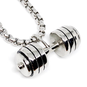 Dumbbell, Barbell Stainless Steel Necklace