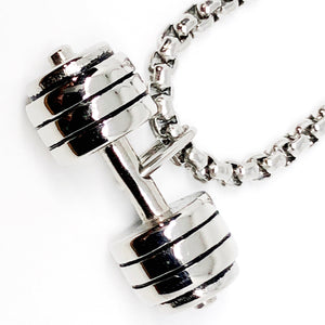 Dumbbell, Barbell Stainless Steel Necklace