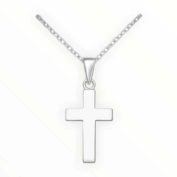 Simple Cross Sterling Silver Pendant Necklace