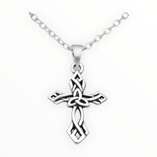 Petite Celtic Cross Sterling Silver Pendant Necklace