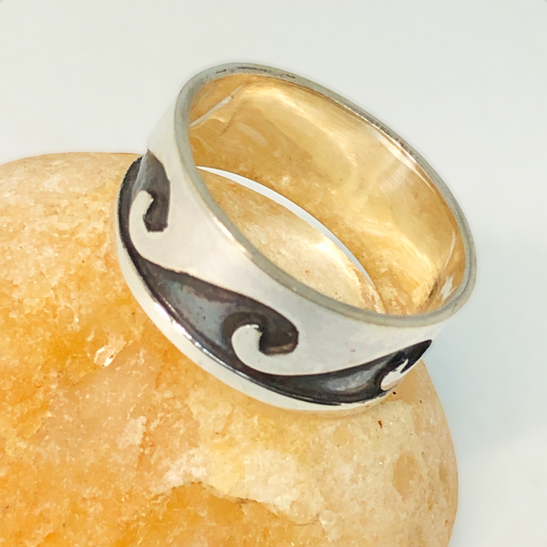 Oxidized Wave Sterling Silver Ring