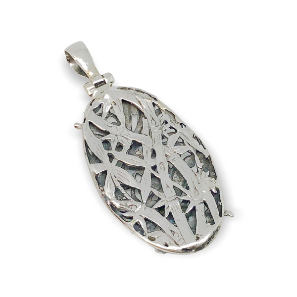 Dragonflies And Flowers Sterling Silver Pendant