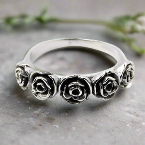 Rose Bouquet Sterling Silver Ring