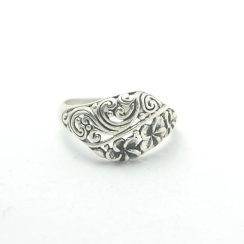 Flowers And Leaves Sterling Silver Ring