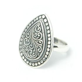 Teardrop Flower Sterling Silver Ring