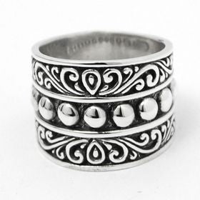 Swirls and Dots Sterling Silver Band Ring