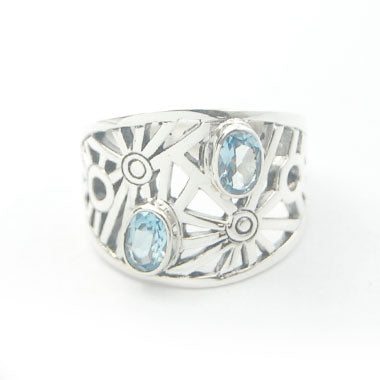 Cosmos Blue Topaz Sterling Silver Ring