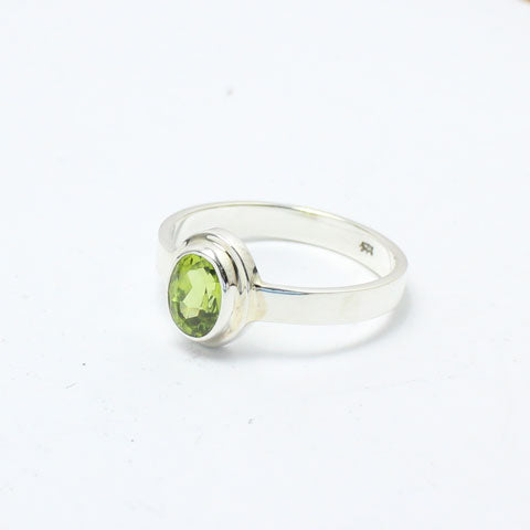 Oval Peridot Sterling Silver Ring