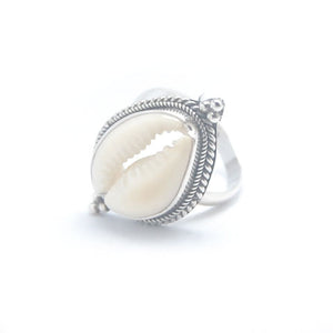 Cowrie Shell Sterling Silver Ring