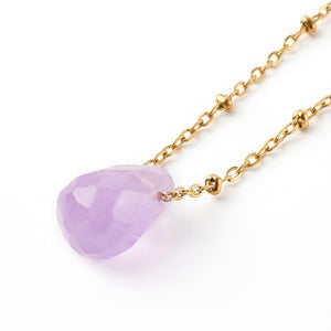 Faceted Dewdrop Gemstone Golden Necklace