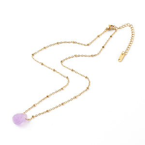 Faceted Dewdrop Gemstone Golden Necklace
