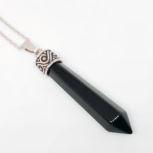 Large Gemstone Points Stainless Steel Necklace