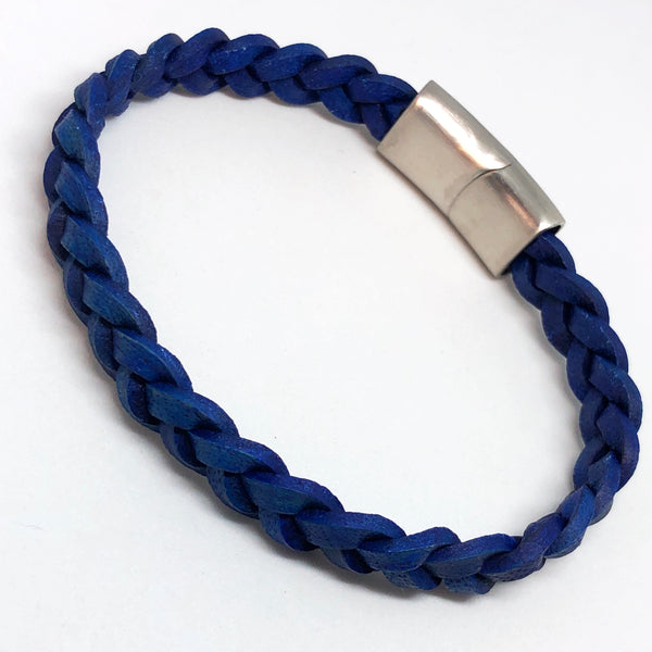 Braided Flat Cut Leather Bracelet