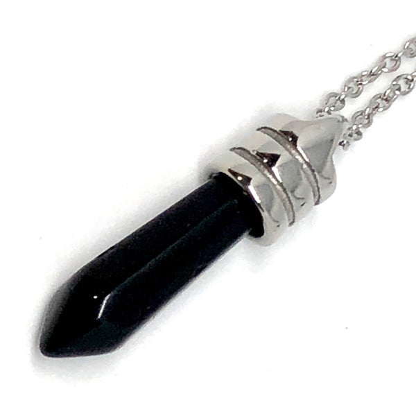 Small Gemstone Points Stainless Steel Necklace