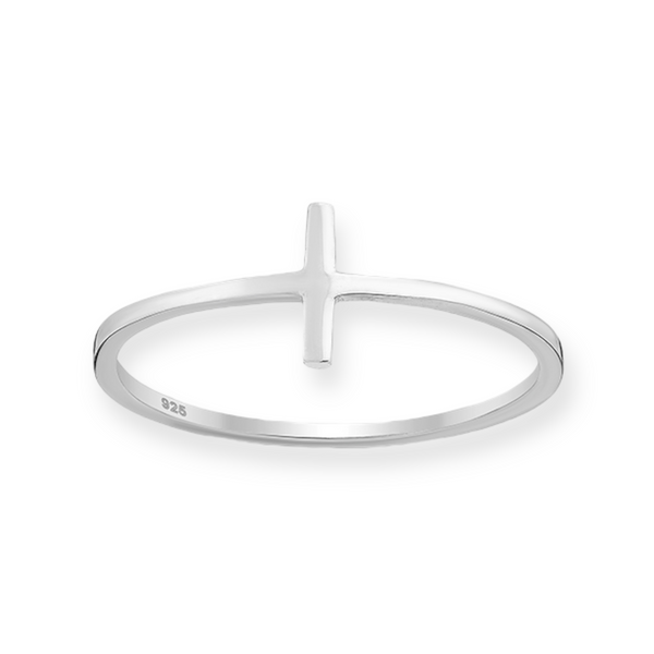 Simple Cross Sterling Silver Ring