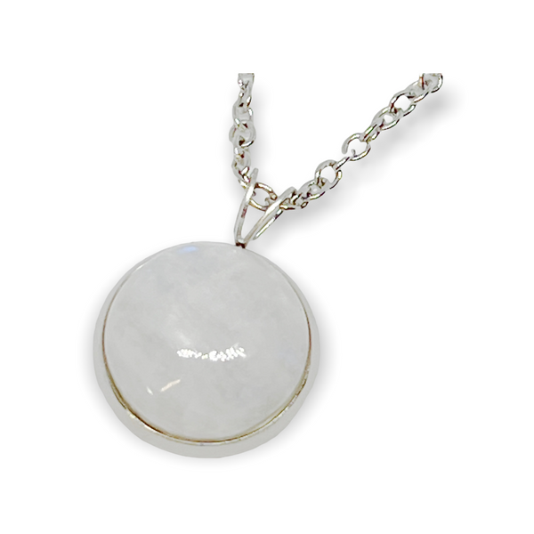 Simple Natural Design Round Gemstone Pendant Necklace