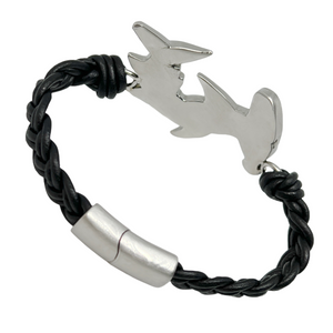 Hammerhead Shark Braided Leather Bracelet