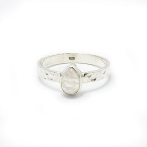 Moonstone Teardrop Sterling Silver Ring