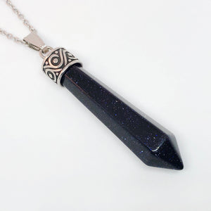 Large Gemstone Points Stainless Steel Necklace