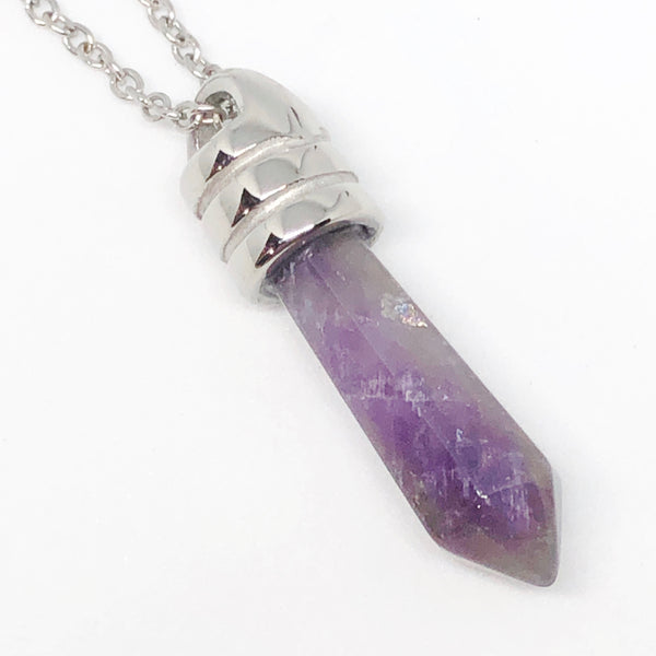 Small Gemstone Points Stainless Steel Necklace