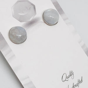 Rainbow Moonstone Round Earrings
