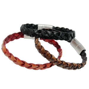 Flat Cut Braided Leather Bracelet
