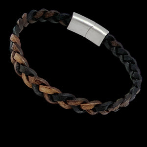 Braided Flat Cut Leather Bracelet