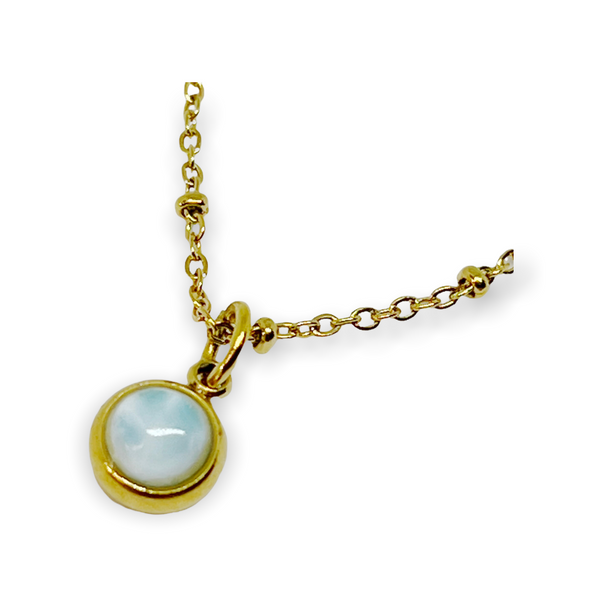 Simple Natural Design Round Gemstone Golden Necklace