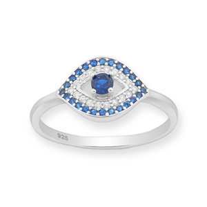 Evil Eye Cubic Zirconia Sterling Silver Ring