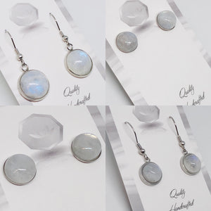 Rainbow Moonstone Round Earrings