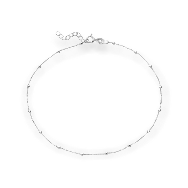 Simple Italian Sterling Silver Ball Anklet