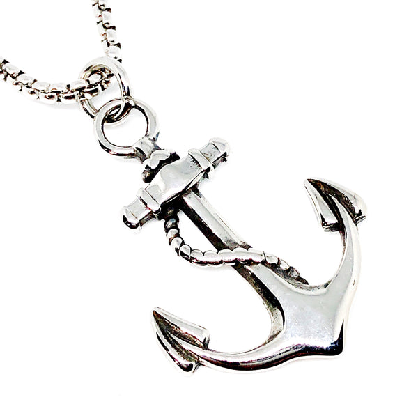 Anchor and Rope Stainless Steel Necklace