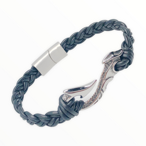 Maui Fish Hook Braided Leather Bracelet