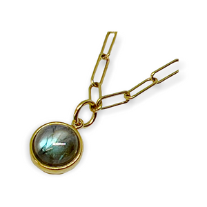 Simple Natural Design Round Gemstone Golden Necklace