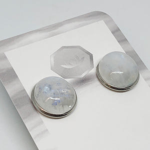 Rainbow Moonstone Round Earrings