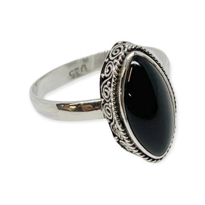 Black Onyx Swirls Sterling Silver Ring