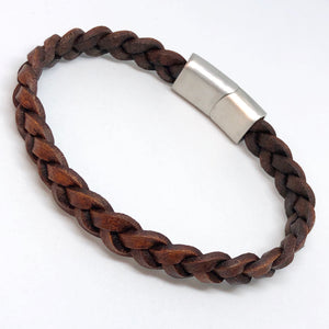 Braided Flat Cut Leather Bracelet