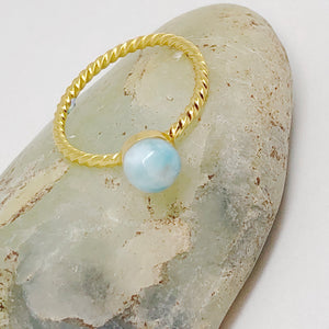 6mm Solitaire Gemstone Golden Sterling Silver Twisted Ring