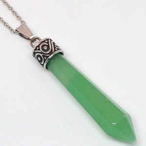 Large Gemstone Points Stainless Steel Necklace