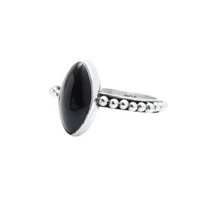 Black Onyx Ellipse Sterling Silver Ring
