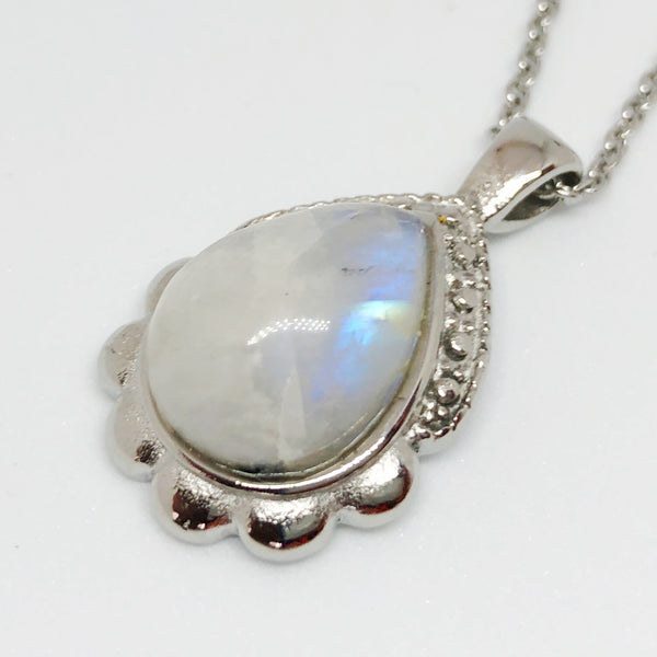 Classic Dewdrop Gemstone Stainless Steel Necklace