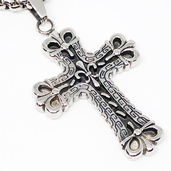 Fleur Cross Stainless Steel Necklace